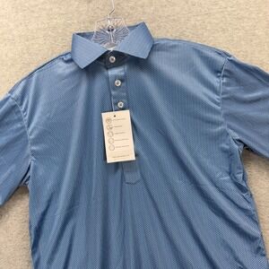 Collars & Co Dress Collar Polo Shirt Mens Small Blue Geometric Performance